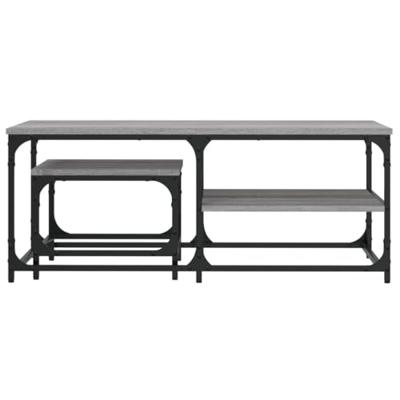 2-delige Tafeltjesset bewerkt hout grijs sonoma eikenkleurig 2-delige Tafeltjesset bewerkt hout grijs sonoma eikenkleurig