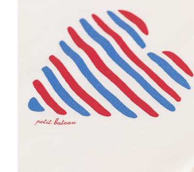 T-shirt kind korte mouwen hart PETIT BATEAU wit