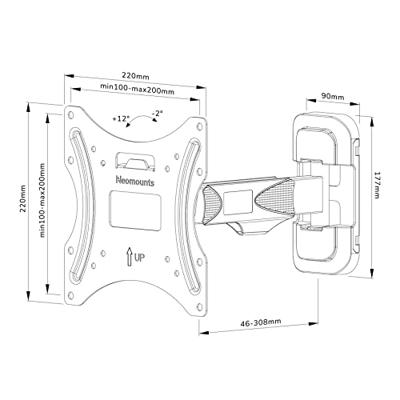 Neomounts wl40-540bl12 screen wall mount, 55", tilt, full motion, 2 pivots, vesa 200x200