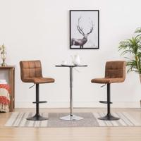 vidaXL Barkrukken 2 st kunstsuède bruin - thumbnail