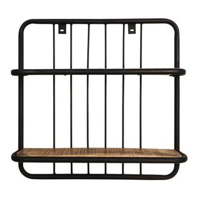 HSM Collection wandplank Linos - naturel/zwart - 50x50x12 cm - Leen Bakker