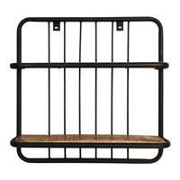 HSM Collection wandplank Linos - naturel/zwart - 50x50x12 cm - Leen Bakker - thumbnail