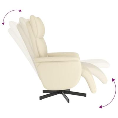 Fauteuil verstelbaar met voetensteun kunstleer crmekleurig