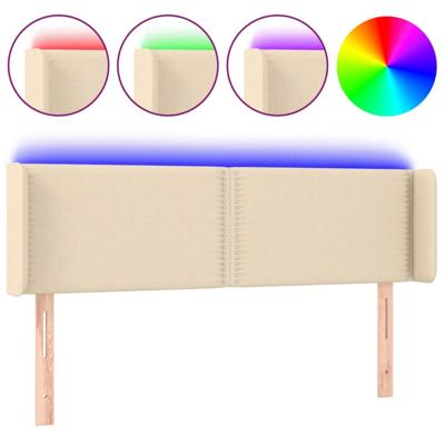 Hoofdbord LED 147x16x78/88 cm stof crèmekleurig