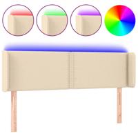 Hoofdbord LED 147x16x78/88 cm stof crèmekleurig - thumbnail