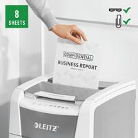 Leitz IQ Autofeed Small Office 100 P4 Papierversnipperaar 100 vellen Cross cut 4 x 30 mm P-4 34 l Ook geschikt voor Paperclips, Nietjes, Creditcards - thumbnail