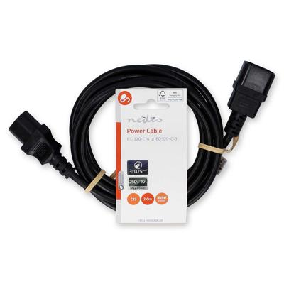Stroomkabel | IEC-320-C14 | IEC-320-C13 | Recht | Recht | Vernikkeld | 2.00 m | Rond | PVC | Zwart Stroomkabel | IEC-320-C14 | IEC-320-C13 | Recht | Recht | Vernikkeld | 2.00 m | Rond | PVC | Zwart