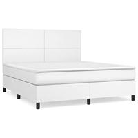 Boxspring met matras kunstleer wit 160x200 cm - thumbnail