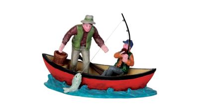 Lemax canoe catch kerstdorp figuur type 4 Vail Village 2015