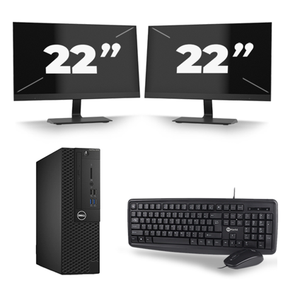 Dell Optiplex 3050 SFF - Intel Core i5-7e Generatie - 8GB RAM - 256GB SSD - Windows 11 + 2x 22 inch Monitor