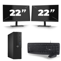Dell Optiplex 3050 SFF - Intel Core i5-7e Generatie - 8GB RAM - 256GB SSD - Windows 11 + 2x 22 inch Monitor - thumbnail