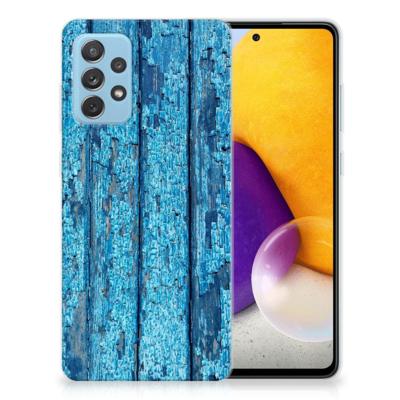 Samsung Galaxy A72 | Bumper Hoesje | Wood Blue Samsung Galaxy A72 | Bumper Hoesje | Wood Blue