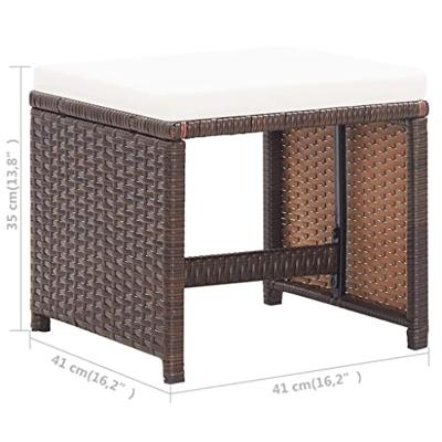 Tuinkrukken 2 st met kussens poly rattan bruin Tuinkrukken 2 st met kussens poly rattan bruin