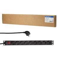 LogiLink PDU9C02 19 inch Stekkerdoos voor patchkast 1 HE Geaarde contactdoos Met schakelaar Zwart - thumbnail