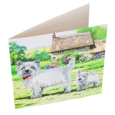 Craft Buddy crystal art kaart west highland terriërs 18x18 cm