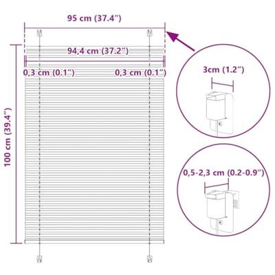 Pliss rolgordijn 95x100 cm stofbreedte 94,4 cm polyester wit