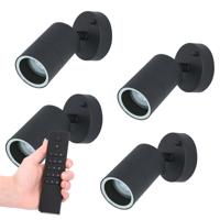 Set van 4 dimbare LED Wandlamp Lago 2700K - Zwart - IP44 - GU10 - Incl. dimmer met afstandsbediening - thumbnail