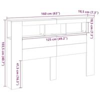 Hoofdeinde met LED 160x18,5x103,5 cm bewerkt hout oud hout - thumbnail