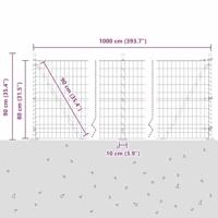 VidaXL Hek met paal grijs 0,8 x 10 m staal en pvc - thumbnail