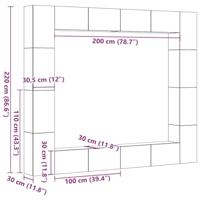 8-delig Tv-meubelset wandmontage bewerkt hout oud houtkleurig - thumbnail