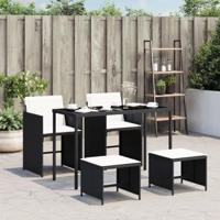 5-delige Tuinset met kussens poly rattan zwart - thumbnail