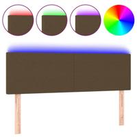 Hoofdbord LED 144x5x78/88 cm stof donkerbruin - thumbnail