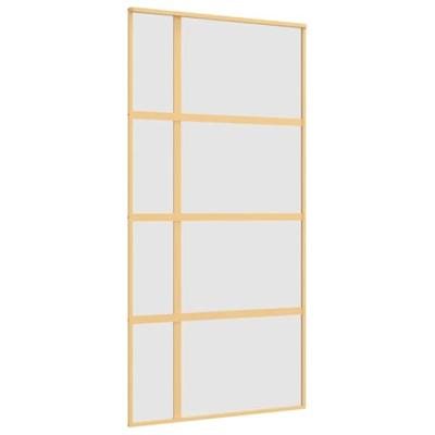 Schuifdeur 102,5x205 cm mat ESG-glas en aluminium goudkleurig - thumbnail