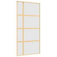 VidaXL Schuifdeur 102,5x205 cm mat esg-glas en aluminium goudkleurig - thumbnail