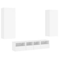 5-delige Tv-meubelset bewerkt hout wit - thumbnail
