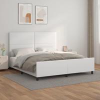 Bedframe met hoofdbord kunstleer wit 180x200 cm - thumbnail