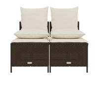 4-delige Loungeset met kussens poly rattan bruin - thumbnail