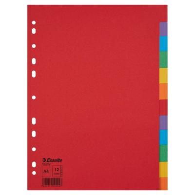 Tabbladen Esselte Economy A4 12-delig karton 11-rings assorti