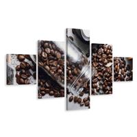 Schilderij - Koffiebonen in een pot, 5luik, Premium print - thumbnail