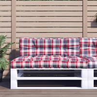 VidaXL Palletkussen 120x40x12 cm stof ruitpatroon rood - thumbnail