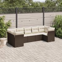 7-delige Loungeset met kussens poly rattan bruin - thumbnail