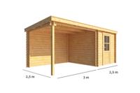 Blokhut, tuinhuisje met overkapping Els-Liz 550 cm bij 250 cm diep lessenaarsdak 3 Warentuin Collection - Warentuin collection - thumbnail