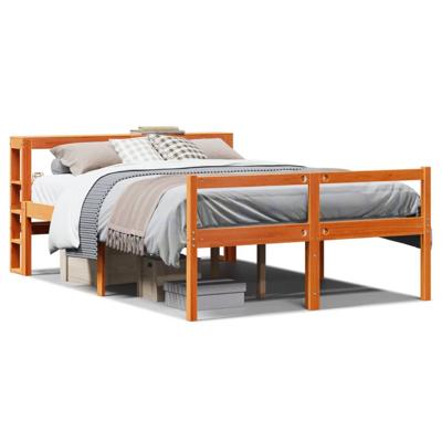 Bedframe met hoofdbord grenenhout wasbruin 140x200 cm