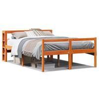 Bedframe met hoofdbord grenenhout wasbruin 140x200 cm - thumbnail