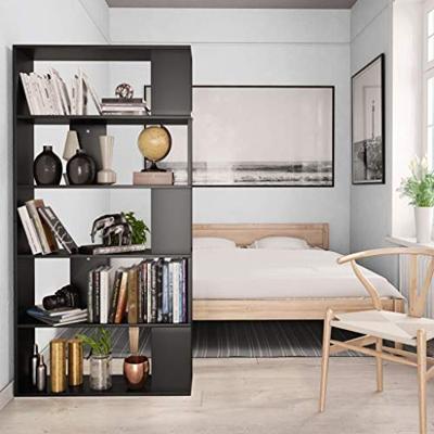 Boekenkast/kamerscherm 80x24x159 cm bewerkt hout zwart