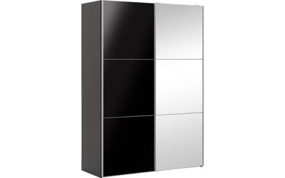 Goossens Kledingkast Easy Storage Sdk, 153 cm breed, 220 cm hoog, 1x 3 paneel glas schuifdeur li en 1x 3 paneel spiegel schuifdeur re