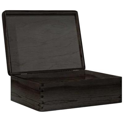 VidaXL Houten kist met deksel 40x30x13 cm massief grenenhout zwart