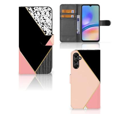 Samsung Galaxy A05s | Book Case | Zwart Roze Vormen Samsung Galaxy A05s | Book Case | Zwart Roze Vormen