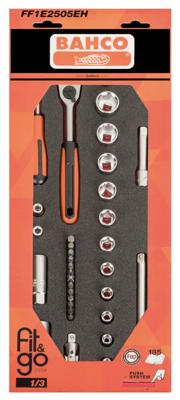 Bahco Foaminlay Fit&Go 1/3 met doppen en toebehoren 1/4" en 3/8" - 34-delig - retailverpakking - FF1E2505EH