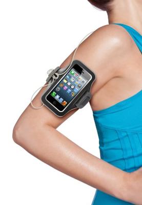 Belkin Slim-Fit Plus-armband (kabelopbergvak, geschikt voor Apple iPhone 5/5s/5c) zwart
