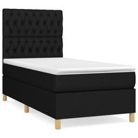 Boxspring met matras stof zwart 90x190 cm - thumbnail