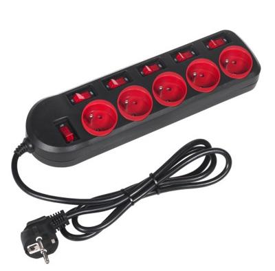 Maclean MCE204 power uitbreiding 1,5 m 5 AC-uitgang(en) Binnen Zwart, Rood