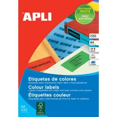 Apli Gekleurde etiketten ft 105 x 37 mm (b x h), rood, 1.600 stuks, 16 per blad, doos van 100 blad Apli Gekleurde etiketten ft 105 x 37 mm (b x h), rood, 1.600 stuks, 16 per blad, doos van 100 blad