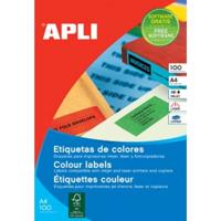 Apli Gekleurde etiketten ft 105 x 37 mm (b x h), rood, 1.600 stuks, 16 per blad, doos van 100 blad - thumbnail