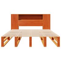 Bed met boekenkast zonder matras hout wasbruin 135x190 cm - thumbnail