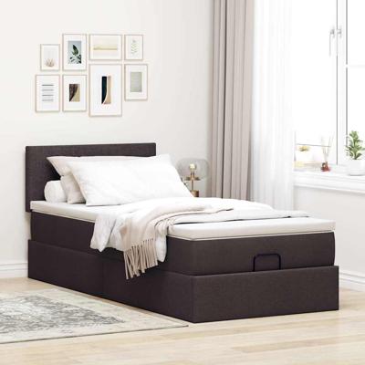 Ottoman bed met matras en LED's 100x200 cm stof donkerbruin